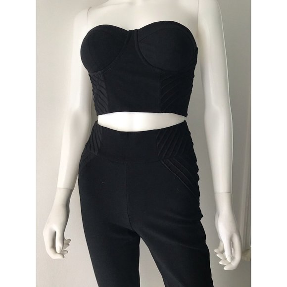 NWT Marciano Womens Roslyn Set 2 Pieces Black Crop Top 2 Pant 0 Jennifer Lopez - Picture 7 of 12
